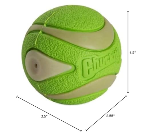 Image of Chuckit! Max Glow Ultra Squeaker Ball, Medium, 1 Pack | Measures 2.5 In Diameter, for Breeds 20-60 lbs
