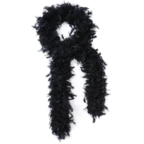 SOGUGOM Black 35g Feather Boas - 2 Yards Boa Feathers for Party Concert Halloween Christmas and Dancing Wedding(Black)