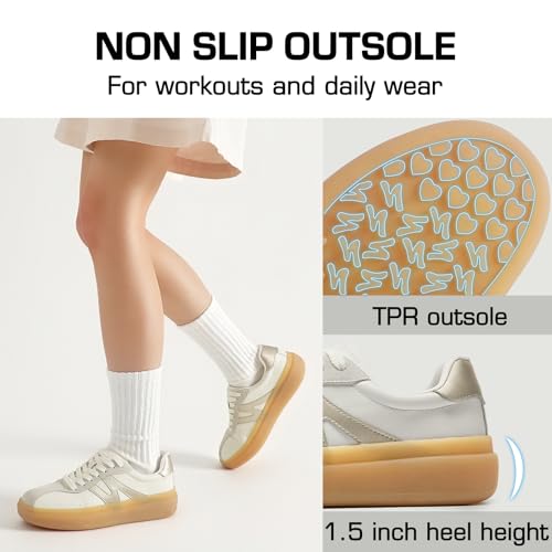 somiliss Sneakers for Women Genuine Leather Suede Upper Non-Slip TPR Outsole Tennis Walking Shoes for Women Fashion Sneakers4