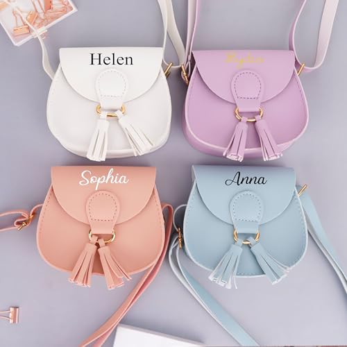 Personalized Kids Purse for Little Girls,Cute Crossbody Bag with Tassel, Custom Kid Coin Purse with Name3