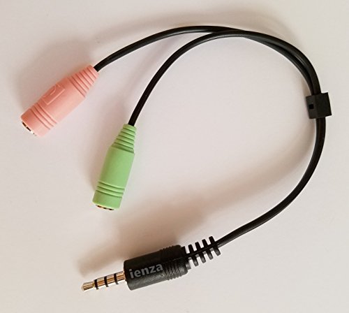 ienza® 3.5mm Male 4 Pole to Two 3.5mm Female, Replaces Sennheiser PCV 05 Combo Audio Adapter