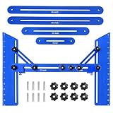 Jotekonoby Verstellbares Treppenstufenmessgerät für präzise Messung, Mehrzweck-Treppenschablonen-Werkzeug mit abgewinkelten Klappstoppern, 29,8 bis 152,4 cm, massive Aluminiumlegierung (blau)