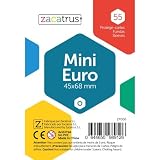 Zacatrus Mini Euro, 55 custodie per carte da tavolo, trasparenti, resistenti, in polipropilene, 45 x 68 mm