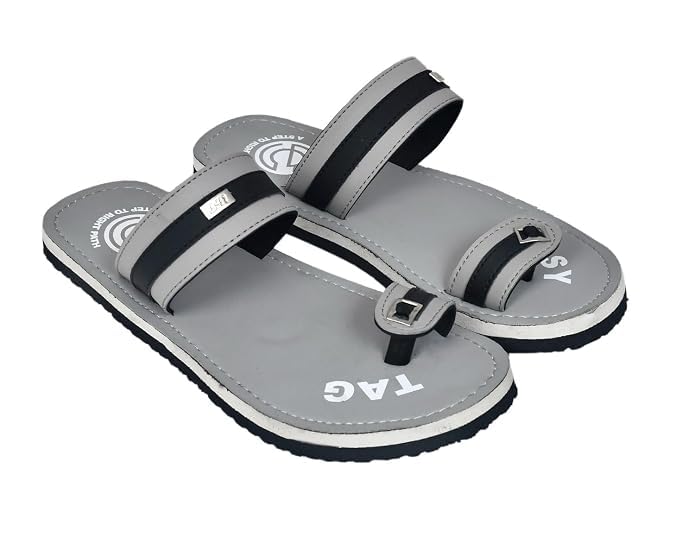 Easy Tag Men's Toe Ring Sandals, Grey and Black-image-39