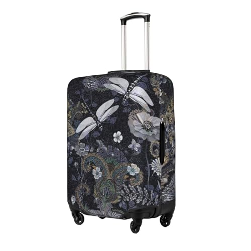 Housse de bagage libellules grises pliable pour valise taille L blanche - 2