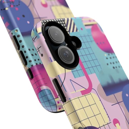 Coque rigide mate iPhone 16 bleu géométrique finition premium - 2