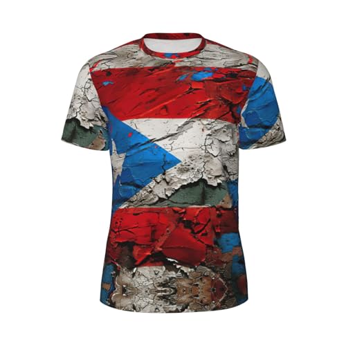 AYYQWE Camisetas ligeras con estampado de bandera de Puerto Rico para hombre, ventiladas, para reuniones al aire libre, fitness, uso casual, Negro, XXL