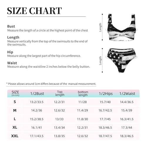 Maillot de bain deux pièces à rayures noires et blanches graphiques imprimé drapeau - 5