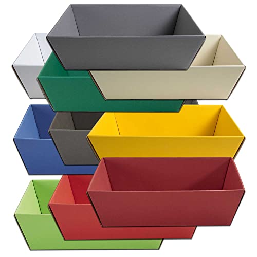 10 x PresentFill Präsentkorb leer ohne Inhalt - Geschenkkorb aus umweltfreundlichen 100% Recycling Karton Wellpappe - rechteckig - Natur - Made in Germany