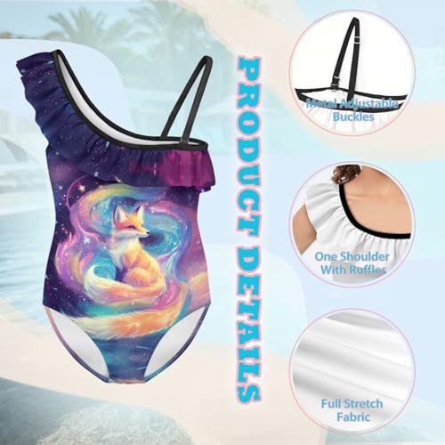 Image of Girls One Piece Swimsuits Size 3-14 Trendy Ruffle Bathing Suit Casual Hawaiian Summer Beach Swimwear