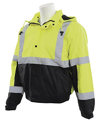 Image of ERB W106 Class 3 Bomber Jacket Hi Viz Lime Black Bottom 3X