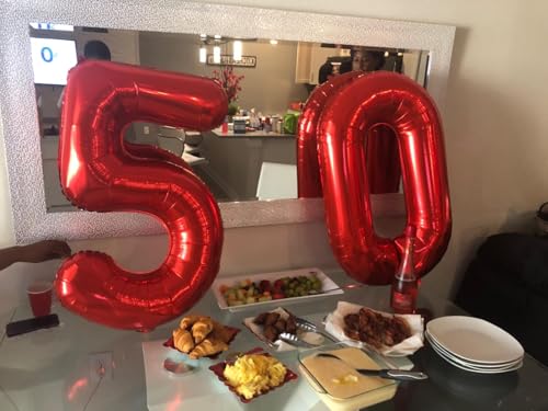 Image of 3 Balloon Numbers Birthday Decorations, 40In Red Balloons for Men Women | Eye-catching Appearance, Perfect Decorative Centerpieces, Convenient Self-sealing Structure, Widely for Various Occasions