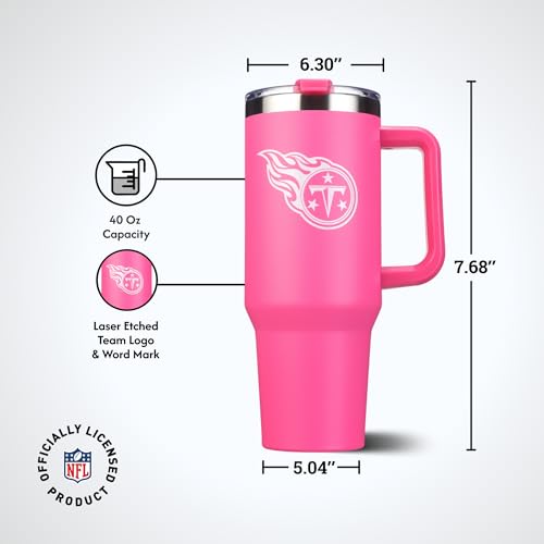 Image of The Memory Company Officially Licensed 40oz Pink Game Day Tumbler with Team Logo, Tennessee Titans