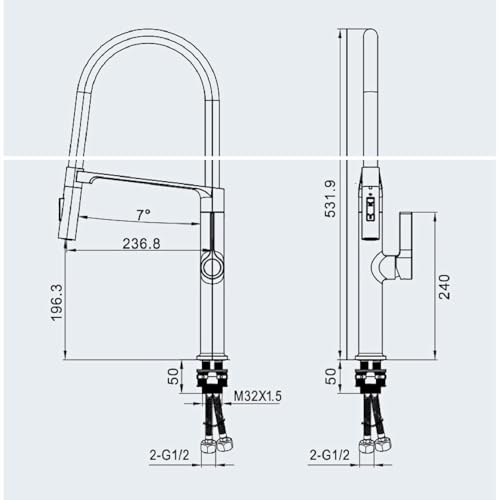 Grifo de cocina extraíble doble función de latón para acabar con las salpicaduras 8