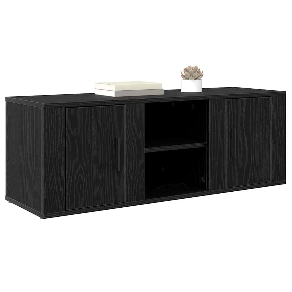 Vidaxl Tv Cabinet 100 X 31.5 X 35 Cm Black Oak Engineered Wood, Black