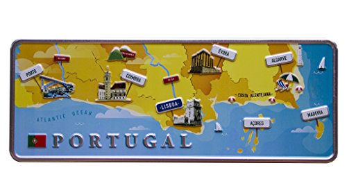 Mapa Mini  Portugal placa decorativa de metal 6,25 x 16,50 cm  Producto decorativo con partes de relieve