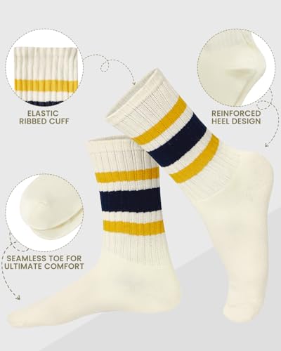 Image of Century Star Retro Striped Novelty Socks For Women Vintage Casual Crew Socks Sporty Calf Socks Cotton Socks Women