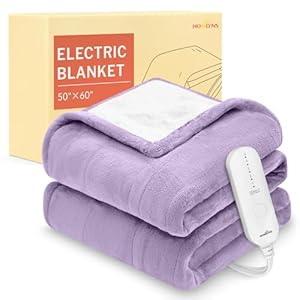 HOMLYNS LuxeHeat Heated Blanket Electric Blanket, Soft Flannel Sherpa Heated Throw, Heating Blanket with 5 Heat Settings, 3 hrs Timer Auto Shut Off (50×60 inches, Purple)