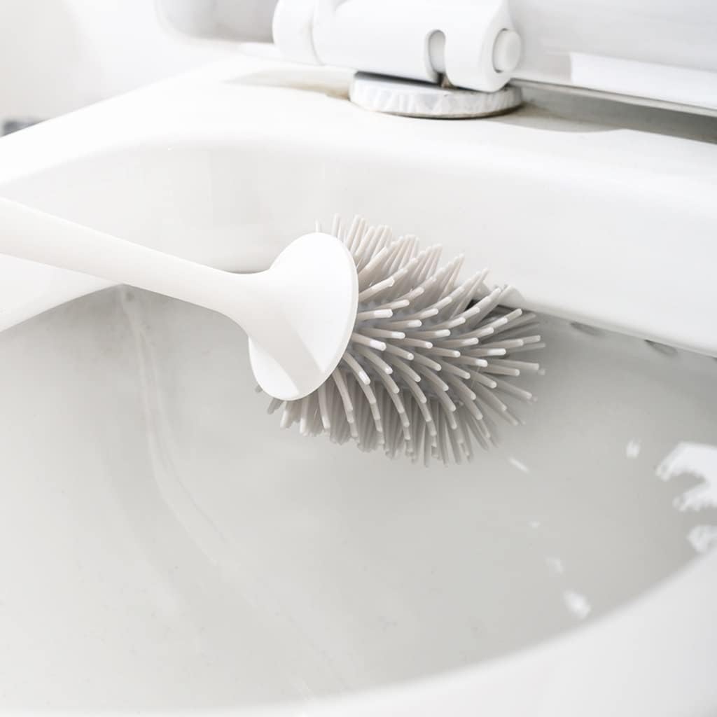 Toilet Brush Holder Toilet Brush Holder Household Wall-Mounted Toilet Bowl Brush Bathroom Silicone Cover Shelf 360° No Dead Angle Cleaning Brush Toilet Brush Holders