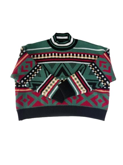 Image of Grandpa Sweater Striped Crop Color Block Grunge Sweater Vintage Clothes Casual Long Sleeve Round Neck Pullover