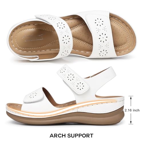 Image of SHIBEVER Women Flat Sandals Comfortable: Arch Support Sandals Dressy