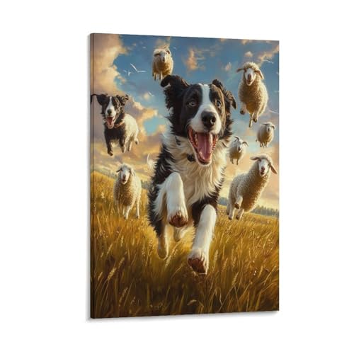 Tableau impression sur toile Border Collie affiche art moderne