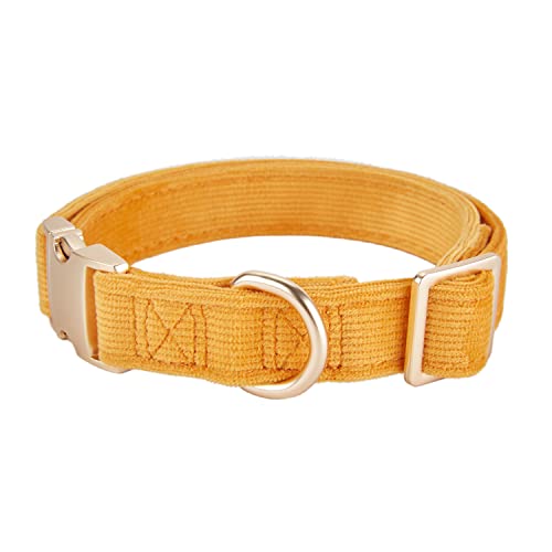 YUDOTE Ultraweiches Hundehalsband natürliche Baumwolle Cord für Mittel Hunde mit empfindlicher Haut,Orange