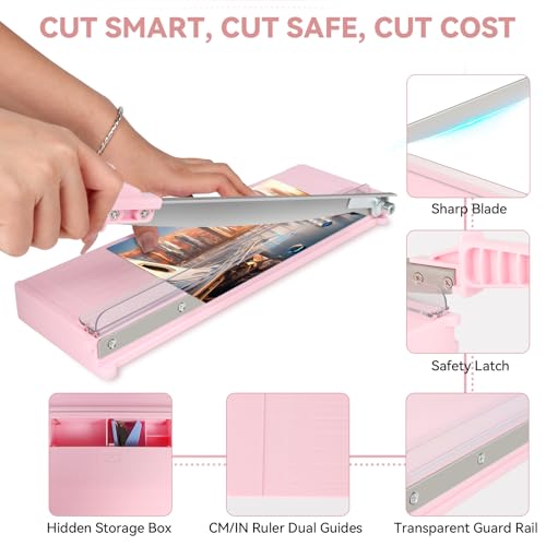 Cortador de papel de 30,5 cm, cortador de papel de guilhotina com capacidade para 8 folhas, aparador