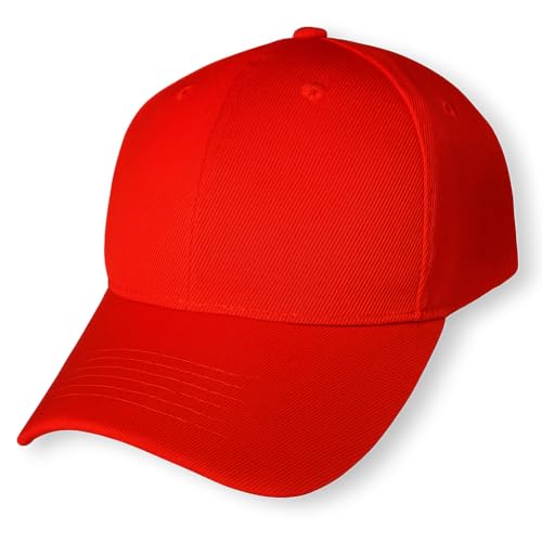 Recopilación de Gorras Bordadas favoritos de las personas. 48 Genérico Gorras Económicas de Acrilico, Lisa, Cachucha Unisex, Ajustable, Ideal para Bordar y Campañas Publicitarias. (Rojo)