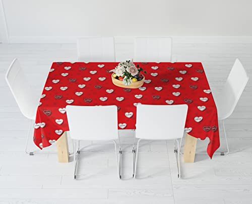 Easykart Table Cloth Red Colour Love & Heart Pattern- Rectangle Tablecloth 60X84 Inch- Table Cover For Anniversary/Valentine/Wedding Decoration Use… #TOP5