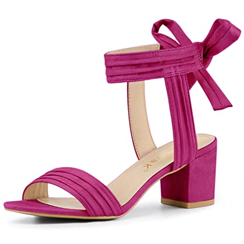 Image of Allegra K Women's Open Toe Ankle Tie Back Block Heels Sandals
