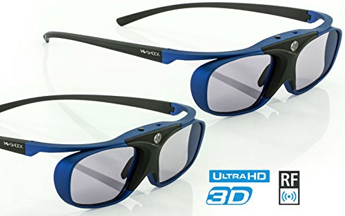 2x Hi-SHOCK RF Pro Deep Heaven | Funk 3D Brille für Epson / SONY RF Beamer |komp. mit JVC PK-AG3 & PK-EM2 3D-Synchro-Sender / TDGBT500A [Shutterbrille
