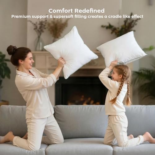 Image of AYKA Microfiber Cushion Filler Set of 5 (24x24 Inch) | Soft & Fluffy Sofa Cushions Inserts | Premium Polyester Fiber Throw Pillows for Sofa, Couch, Bed & Living Room Decor | White