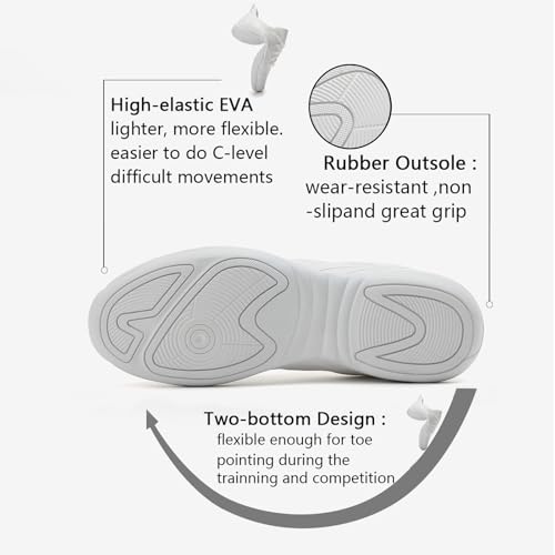 Girls Cheer Shoes White Cheerleading Dance Shoes Youth High-Performance Breathable Cheerleading Shoes for Athletic Training Competition4