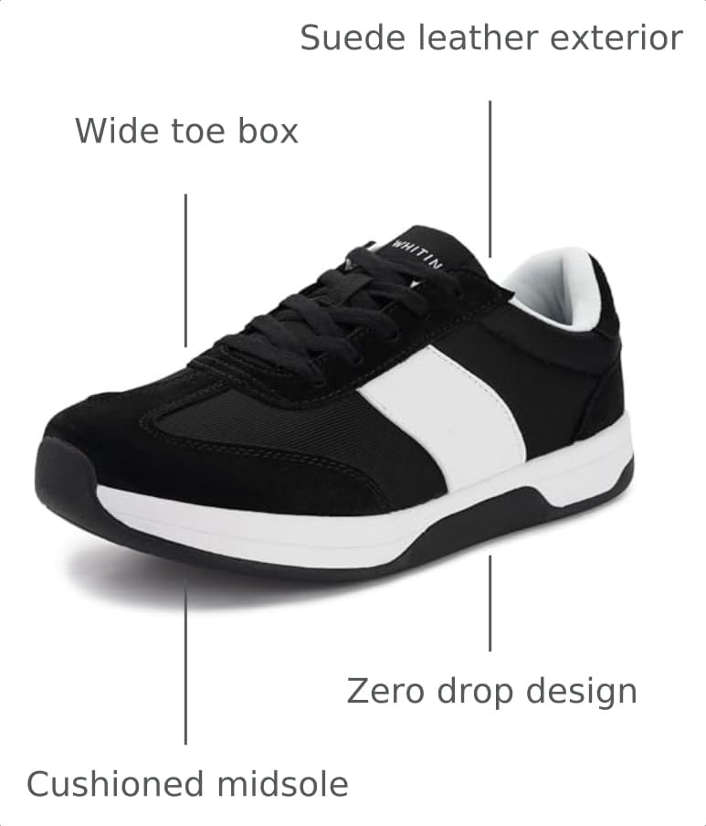 Image of WHITIN Women's Wide Toe Box Walking Zero Drop Lifestyle Shoes S24 | Spacious Design for Pressure & Friction Relief, Balanced Sole for Natural Foot Stance, Retro Everyday Sneaker