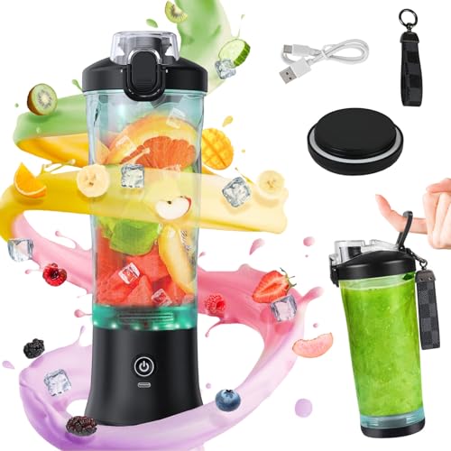 Idota Tragbarer Mixer 600ml Smoothie Maker to Go, Tragbarer Entsafter mit 6 Klinge und USB...