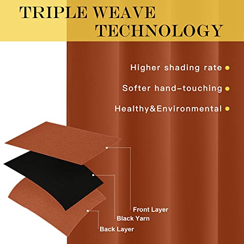 NICETOWN Room Darkening Curtain for Living Room - Energy Saving Thermal Insulated Grommet Room Darkening Curtain/Drape for Bedroom (1 Panel, 46 by 72, Burnt Orange)