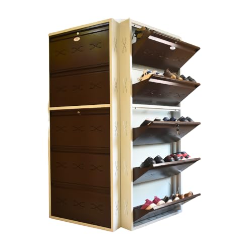 Image of I Metal Shoe Rack I Double Lock Slim and Wall Mounted I 5 Shelves (Brown Colour) I Coad LC 2L-05 BR I Height 71.5 Inches, Width 29 Inches, Depth 5.5 InchesI 3 Years Warranty.