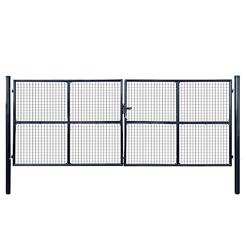 vidaXL Gitter-Gartentor Verzinkter Stahl 415 x 150 cm Grau