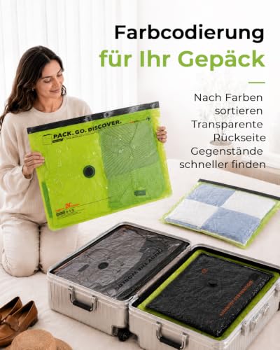 Vacbird 10 Stück Vakuumbeutel für Kleidung mit kabelloser Vakuumpumpe, 4 x 40x54cm, 4 x 47x64cm, 2 x 47x64x12cm… – Ansicht 4