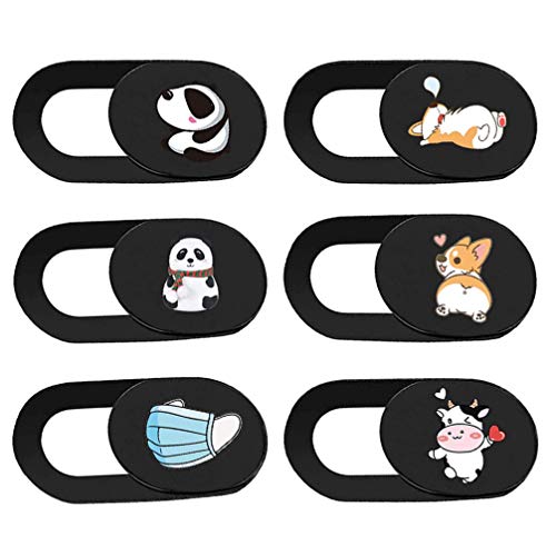 Mobestech 6Pcs Laptop Slide Tampa Ultra- Fino Dos Desenhos Animados Anti- Peeping Webcam Câmera Bloc