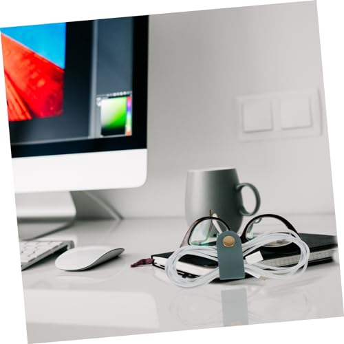 HOMSFOU 5pcs Organizadores de Cables de Cuero para Escritorio, Soportes de Cables para Gestión de Cables miniatura 6