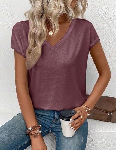 T Shirts Short Sleeve V Neck Tshirts Womens Summer Tops Casual Dressy Basic Tees Going Out Beach Clothes4