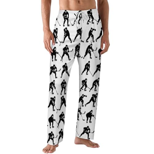Hockey Players Mens Pajama Pants Print Lounge Pant PJ Bottoms Sleepwear Loungewear