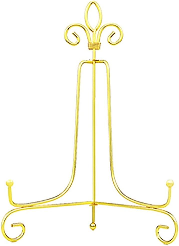 Large Iron 10 inch plate stand Holder Picture Frame stand Easel Display stand Black and gold(E)