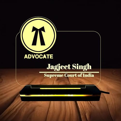 Image of PRINTKART Advocate Name and Designation, Personalised LED Advocate Name Gifts, 3D Illusion Lamp Gift for Advocate, Laser Cut, (Material:- Acrylic Transparent, (Size:- 6 x 4 Inches) (Advocate-1)