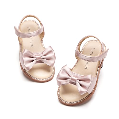 Image of Felix & Flora Toddler Girl Sandals - Little Girl Easter Dress Shoes Lightweight Open Toe Beach Holiday Flats
