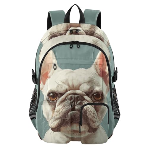 Mochilas para laptop de 17.5 pulgadas con diseño de perros franceses para estudiantes y trabajo