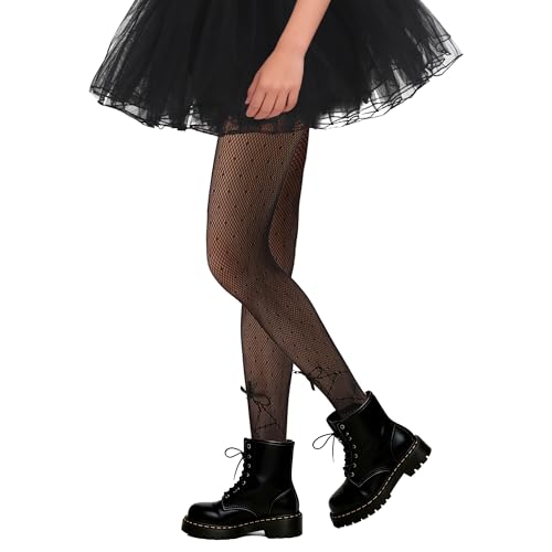 Image of Girls Lace Fishnet Tights Toddler Sheer Patterned Stockings Hollow Dance Pantyhose for Kids Halloween Tights