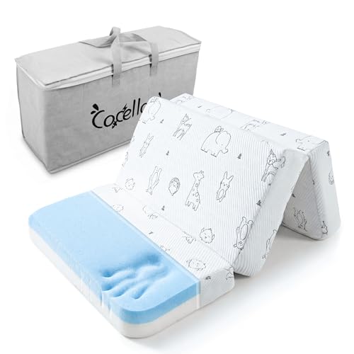Image of Trifold Pack and Play Mattress - 38 inchx26 inch Dual-Firmness Memory Foam Pack N Play Mattresses with Travel Bag, Foldable Animal Mattress for Pack n Play, Portable & Removable Cover